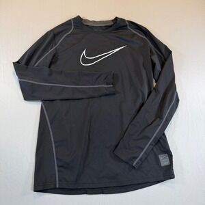 Nike Pro Dri-FIT Boys XL Black Long Sleeve Fitted Compression Shirt Training Top